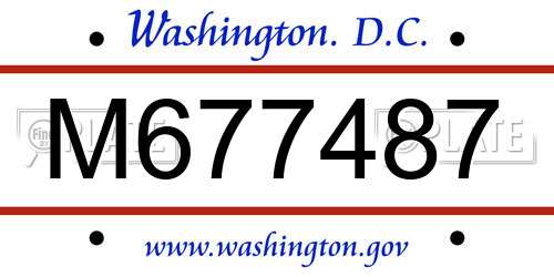 M677487 District Of Columbia License Plate