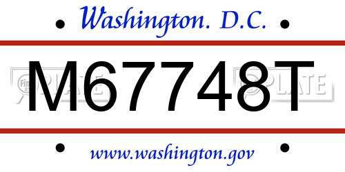 M67748T District Of Columbia License Plate