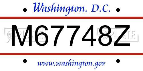 M67748Z District Of Columbia License Plate