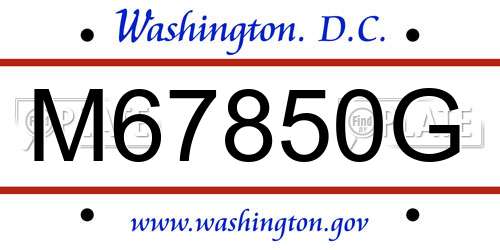 M67850G District Of Columbia License Plate