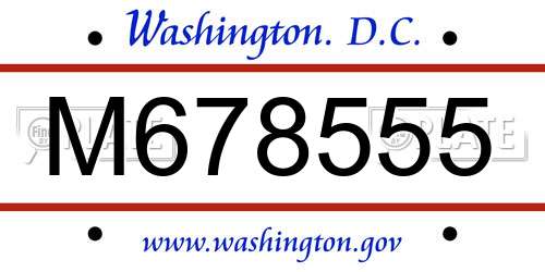 M678555 District Of Columbia License Plate