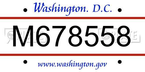 M678558 District Of Columbia License Plate