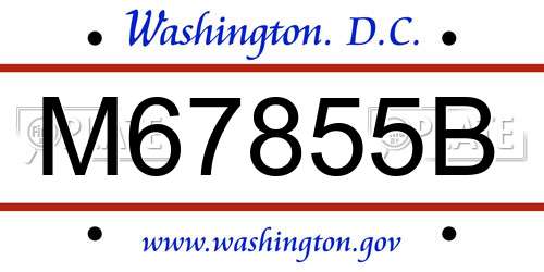 M67855B District Of Columbia License Plate