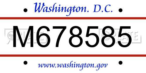 M678585 District Of Columbia License Plate