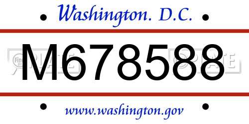 M678588 District Of Columbia License Plate