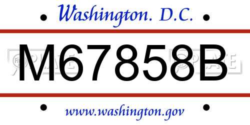 M67858B District Of Columbia License Plate