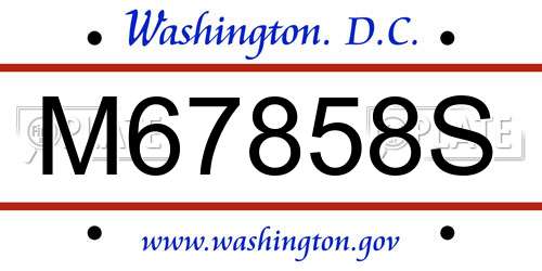 M67858S District Of Columbia License Plate