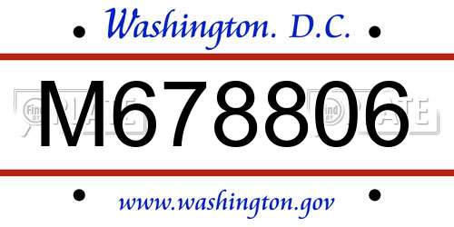 M678806 District Of Columbia License Plate