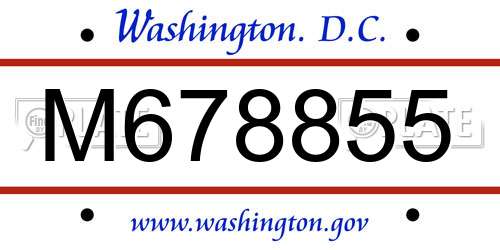M678855 District Of Columbia License Plate