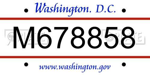 M678858 District Of Columbia License Plate
