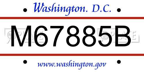 M67885B District Of Columbia License Plate