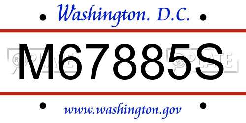 M67885S District Of Columbia License Plate