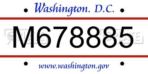 M678885 District Of Columbia License Plate