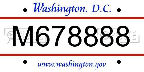 M678888 District Of Columbia License Plate