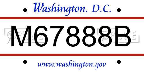 M67888B District Of Columbia License Plate