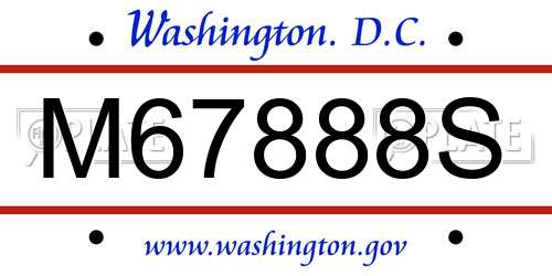 M67888S District Of Columbia License Plate