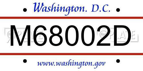 M68002D District Of Columbia License Plate