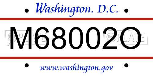 M68002O District Of Columbia License Plate