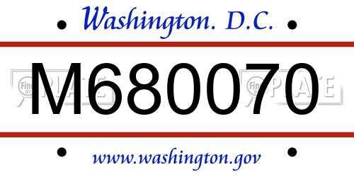 M680070 District Of Columbia License Plate