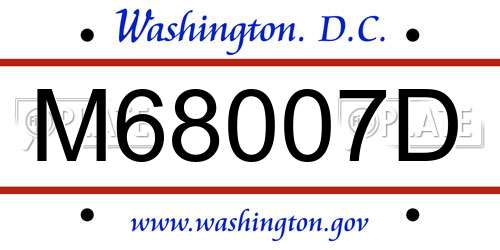 M68007D District Of Columbia License Plate
