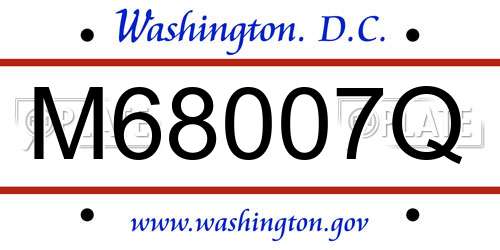 M68007Q District Of Columbia License Plate