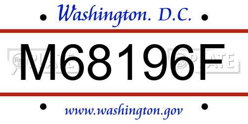 M68196F District Of Columbia License Plate