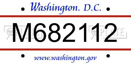 M682112 District Of Columbia License Plate