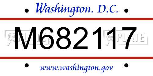 M682117 District Of Columbia License Plate