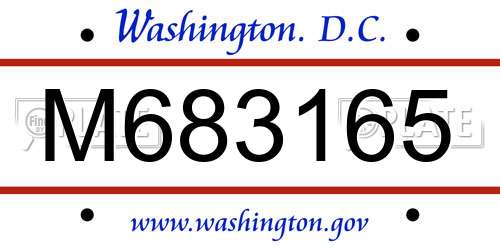 M683165 District Of Columbia License Plate
