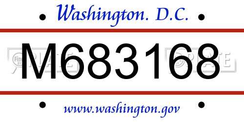M683168 District Of Columbia License Plate