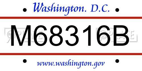 M68316B District Of Columbia License Plate