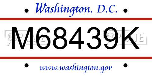M68439K District Of Columbia License Plate