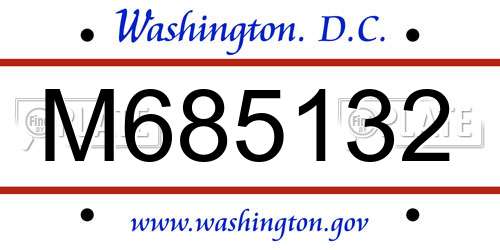 M685132 District Of Columbia License Plate