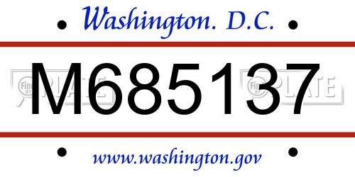 M685137 District Of Columbia License Plate