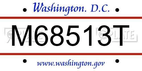 M68513T District Of Columbia License Plate