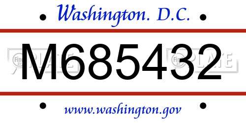 M685432 District Of Columbia License Plate
