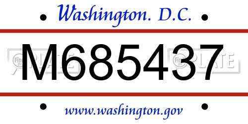 M685437 District Of Columbia License Plate