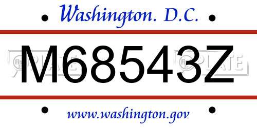 M68543Z District Of Columbia License Plate