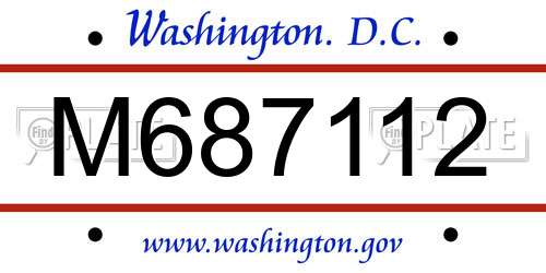 M687112 District Of Columbia License Plate