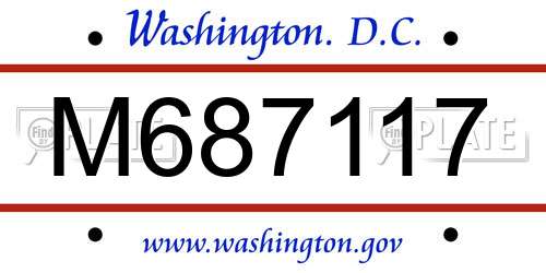 M687117 District Of Columbia License Plate
