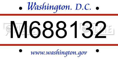 M688132 District Of Columbia License Plate