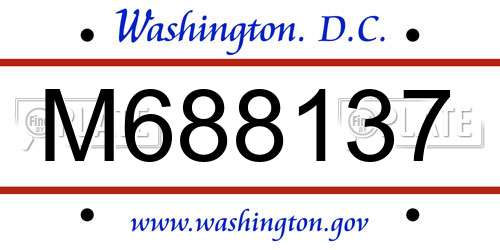 M688137 District Of Columbia License Plate