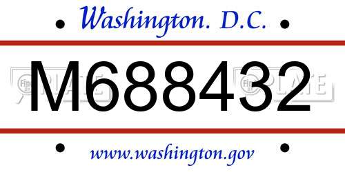 M688432 District Of Columbia License Plate