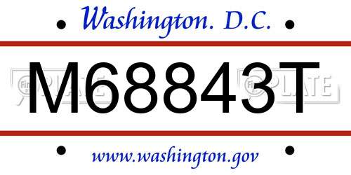 M68843T District Of Columbia License Plate