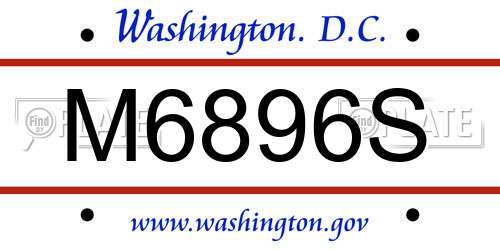 M6896S District Of Columbia License Plate