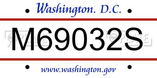 M69032S District Of Columbia License Plate