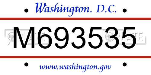 M693535 District Of Columbia License Plate
