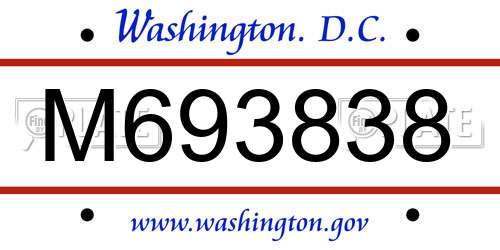 M693838 District Of Columbia License Plate