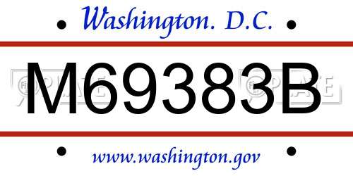M69383B District Of Columbia License Plate