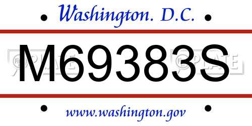 M69383S District Of Columbia License Plate
